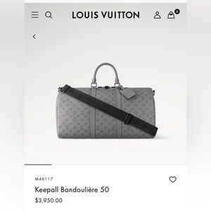 Louis Vuitton Monogram Gray Keepall 50